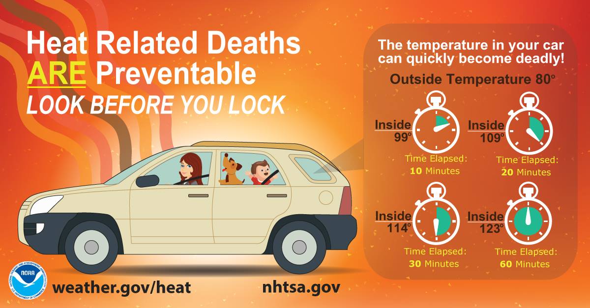 Look before you lock. Heat releated car deaths are preventable